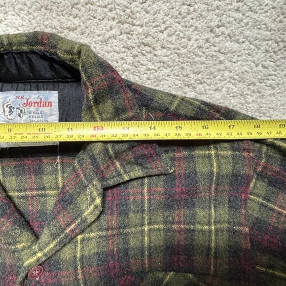 Vintage Mr.Jordan Single Needle Tailoring Plaid Button Up Wool Linen Size L - Picture 8 of 10